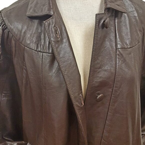 Women’s Full Length Soft Leather Swing Coat Plus Size 4 Color's Available - Picture 6 of 10